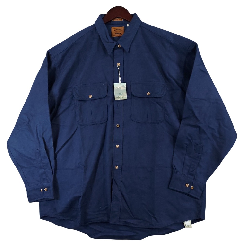 St. John's Bay Chamois Shirt Men XXLT Navy Blue Heavyweight Cotton Tall